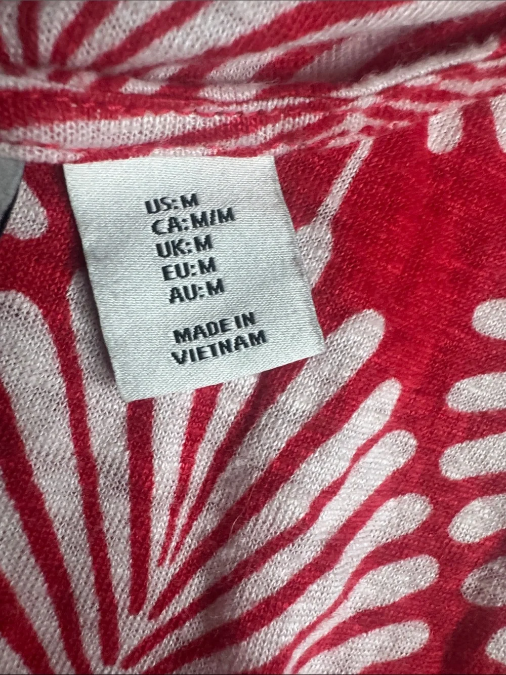 Joie Red Short-Sleeve Floral Fan Print Tee 100% Linen Decorative Blouse T-Shirt